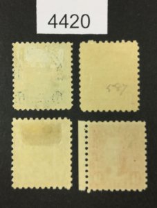 MOMEN: US STAMPS  #586-588,590 MINT OG H  LOT #4420
