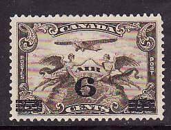 Canada-Sc#C3- id2500-unused hinged 6c on 5c Airmail-1932-
