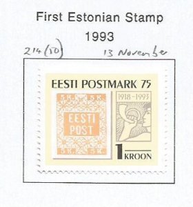 ESTONIA - 1993 - First Estonian Stamp - Perf Single Stamp - Mint Lightly Hinged