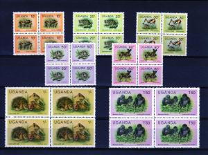 Uganda 1979 Fauna Definitive Set MNH SC#279-92 Block of 4