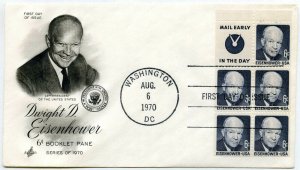 1393b S4 Dwight D Eisenhower pane of 5 'Mail Early' ArtCraft, FDC