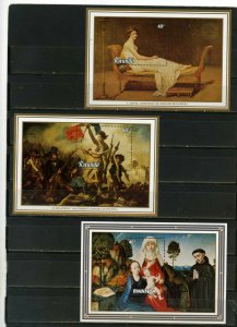 RWANDA 1982 FRENCH PAINTINGS SET OF 3 S/S MNH