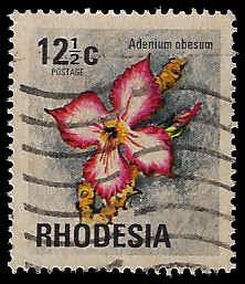 Rhodesia #338 Used; 12 1/2c Pink Sabi Star flower (1974) (3)