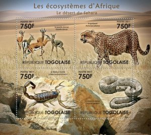 TOGO - 2011 - Sahara Desert Fauna - Perf 4v Sheet - Mint Never Hinged