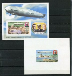 7 DELUXE MALAGASY PROOFS IMPERF ZEPPELIN MNH 3646