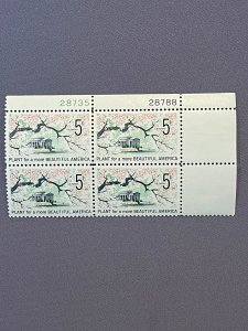 1318, Beautification of America, Plate Block, Mint OGNH, CV $2.25