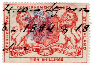 (I.B) Stellaland (Bechuanaland) Revenue : Duty Stamp 10/-