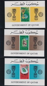 Qatar # 107H/L, World Cup Soccer, 3 Souvenir Sheets, NH, 1/2  Cat.