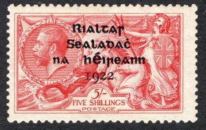 Ireland 1922 5 Shilling Stamp #37  MVLH CV $300