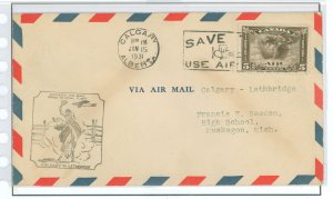 Canada C2 Clean, sealed Airmail First Flight cover between Calgary and Lathbridge.