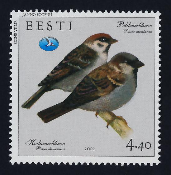 Estonia 435 MNH Birds, Passer Domesticus, Passer montanus