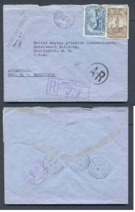 Canada-covers #9760 - 7c Airmail+10c Parliament reg'd-Summerside,PEI-&qu...