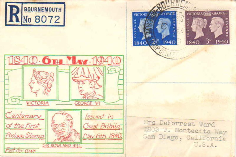Great Britain Scott 256-257 Typewritten Address with some edge wear.