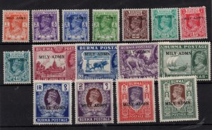 Burma KGVI 1945 Mily Admin mint MH SG35-50 WS36716