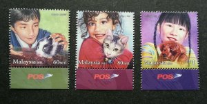 *FREE SHIP Children Pets Malaysia 2011 Animal Cat Dog Rabbit (stamp logo) MNH