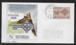 San Marino  687 1968 Europa Unaddressed FDC