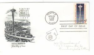 US 1196 (Me-5) 4c Seattle World's Fair on FDC Artmaster Cachet ECV $5.00