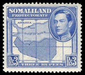 Somaliland 1938 KGVI 3r bright blue very fine mint. SG 103. Sc 94.