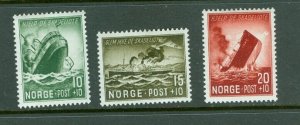 Norway. 1944 Set. Sinking Ships. Semi-Postal. MLH. Scott# B35-36-37.