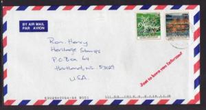 Cook Islands to Hartland WI Official Airmail Cover 