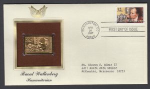 US 3135 Roaul Wallenberg Gold Foil PCS Typed FDC