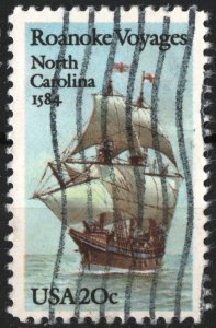 SC#2093 20¢ Roanoke Voyages Single (1984) Used