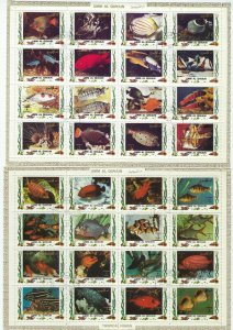 Umm Al Quwain Michel 1306-1321A, 1466-1481A 32 Stamps CTO - Tropical Fish