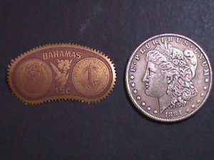 BAHAMAS-1968 SC#286 1ST GOLD COINAGE  IN BAHAMAS-GOLD FOIL STAMP-  MNH- VF