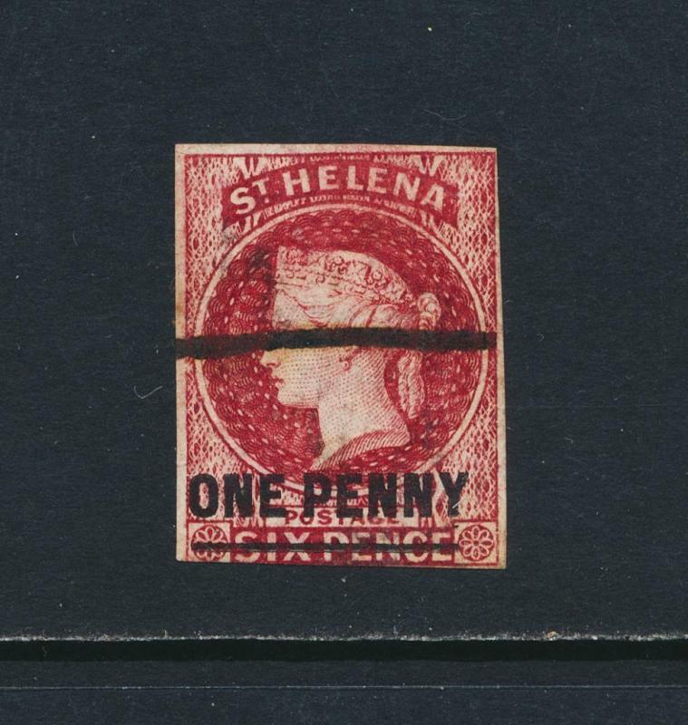 ST HELENA 1863, 1d IMERF TYPE A, VF USED SG#3 CAT£250 $325 (SEE BELOW)