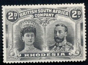 RHODESIA #103b, 2p gray and black, p. 15, unused no gum, VF, rare Scott $1,000