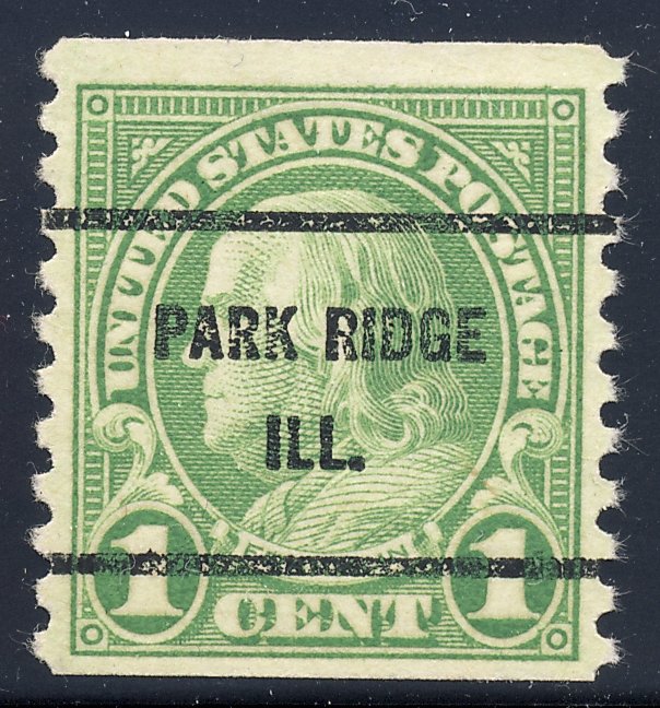 Park Ridge IL, 597-61 Bureau Precancel, 1¢ coil Franklin