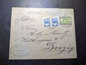 1922 Estonia Cover Paide to Danzig Germany Emil Kolk