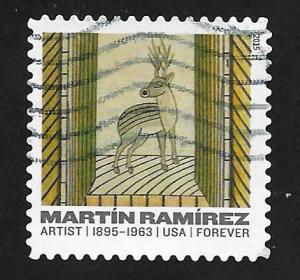 4971 - (49c) - Martin Ramirez, deer, Used Single Off Paper