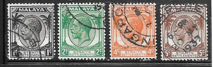 Malaya - Straight Settlements #217-221  (U) CV $2.20