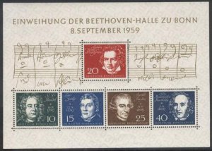 Germany 1959,Sc.#804 MNH s./s. Composers, musicians and notes from Beethoven