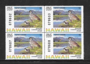 Hawaii 1996 MNH Wildlife Conservations Stamp Nene Goose Block of 4