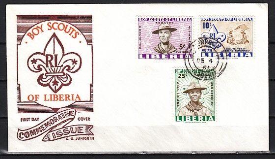 Liberia, Scott cat. 399-400, C135. Scouting issue on a First day cover. ^