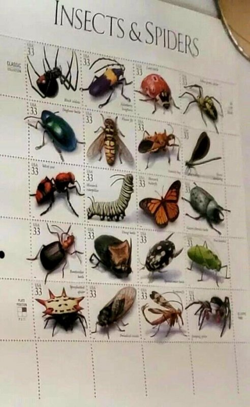 Scott #3351 Insects and Spiders UNCUT Sheet of Stamps (80 stamps) MNH