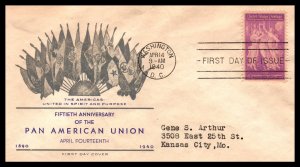 US 895 Pan American Union Unknown Typed FDC