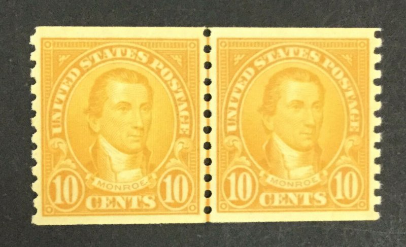 MOMEN: US STAMPS #603 LINE PAIR MINT OG NH XF LOT #76221*