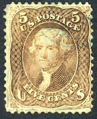 US #76 Used 5c Jefferson from 1863