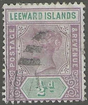 Leeward Islands, Scott#29, used, hinged, 1/2d, Queen Victoria,