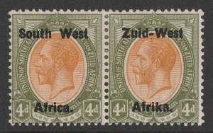 SOUTH WEST AFRICA 1923 setting I on KGV 4d se-tenant pair, litho in shiny ink. 