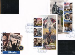 LIBERIA 2023 215th ANNIVERSARY OF ABE LINCOLN SET OF TWO S/S FIRST DAY COVERS