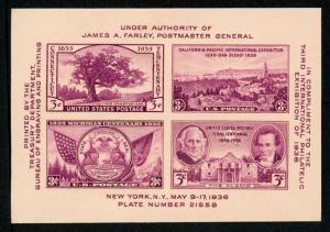 US 778 MNH Souvenir Sheet : : TIPEX 1936