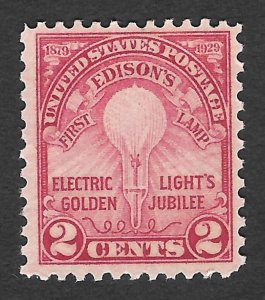 Doyle's_Stamps: P.O. Fresh MNH 1929 2c Electric Light Jubilee Iss, Scott  #655**