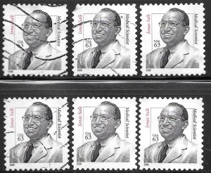 US #3428 used group of 6. Jonas Salk, Doctor.  Nice