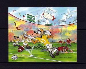 TANZANIA - 1988 - DISNEY - MICKEY - GOOFY - SUPER SUNDAY - MINT - S/SHEET!