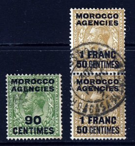 MOROCCO AGENCIES KG V 1925-34 French Currency Block Cypher SG 209 & 211 Pair VFU 