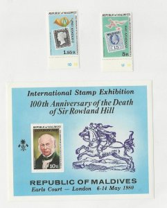 Maldive Islands, Postage Stamp, #853-5 Mint NH Sheet, 1980 Rowland Hill